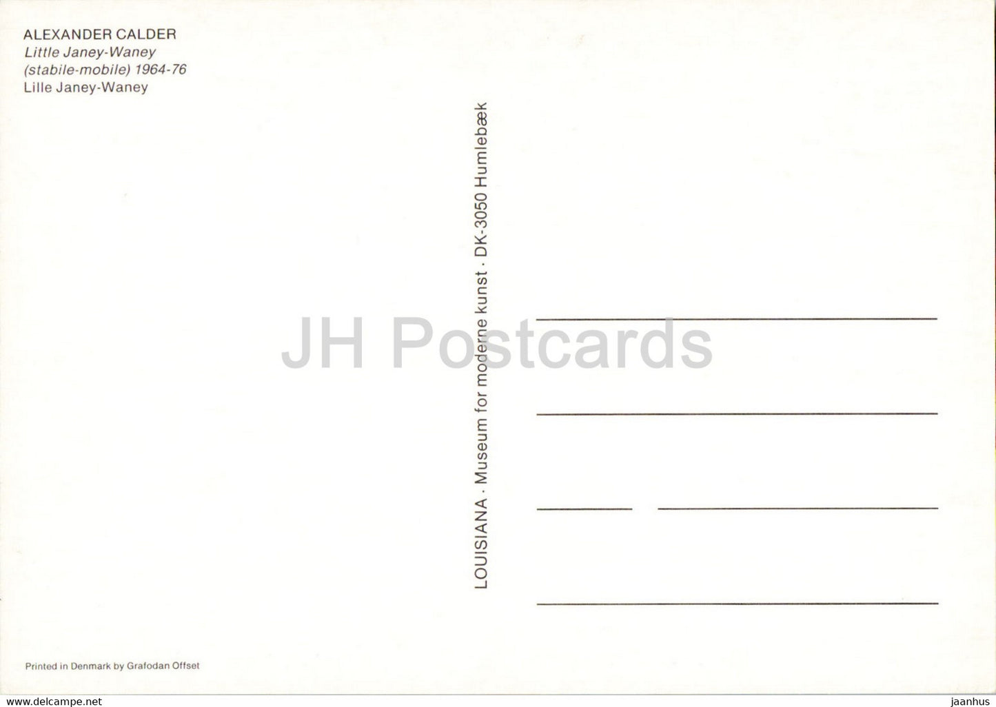 Art by Alexander Calder - Little Janey Waney - Louisiana Museum of Modern Art - USA art - Denmark - unused