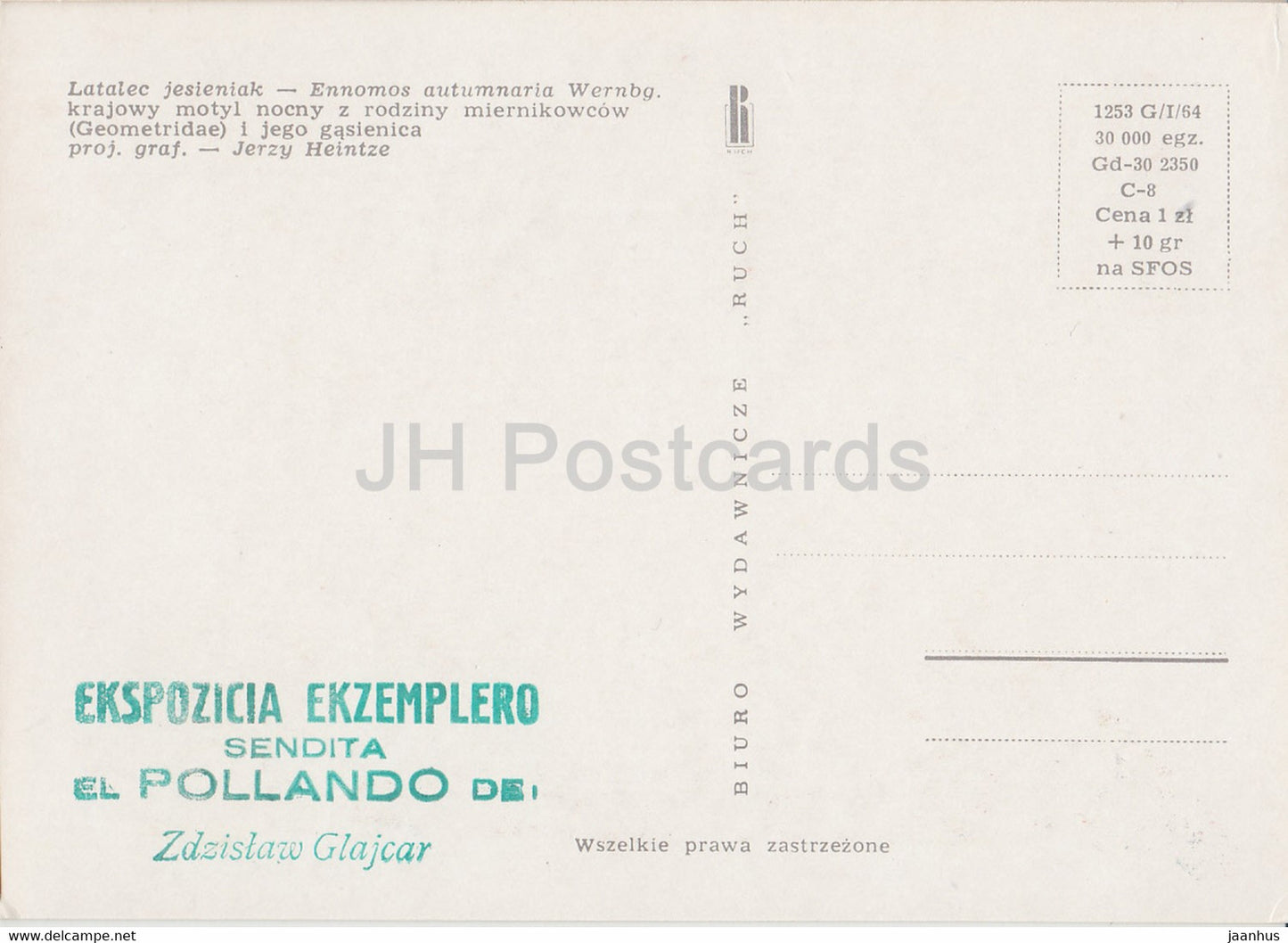 Latalec jesieniak - La grande épine - Ennomos Autumnaria - papillon de nuit - insectes - illustration - Pologne - inutilisé