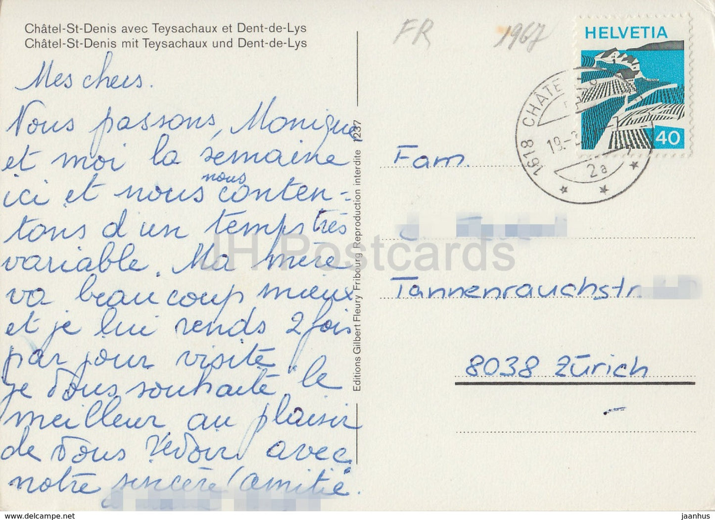 Chatel St Denis avec Teysachaux et Dent de Lys - 1967 - Switzerland - used