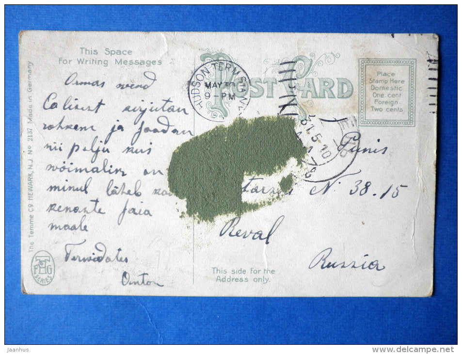 Ocean Parkway , Entrance to the Prospect Park - New York , Brooklyn - sent from USA to Tsarist Russia 1910 - USA - used - JH Postcards