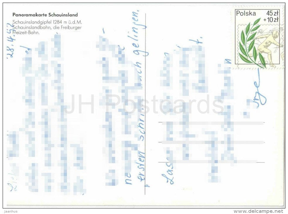 Panoramakarte Schauinsland - Germany - 1992 gelaufen - JH Postcards