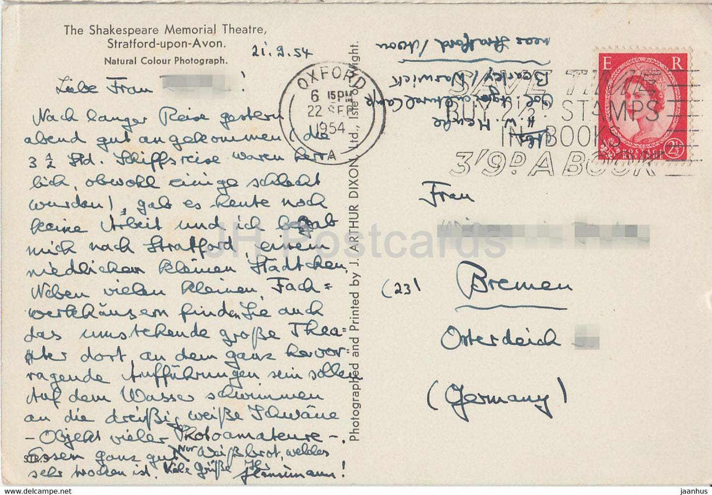 Stratford upon Avon - The Shakespeare Memorial Theatre - 1954 - England - United Kingdom - used