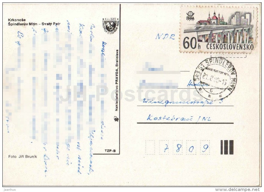 Špindleruv Mlyn - Svaty Petr - ski jumping hill - mountains - Krkonoše - Czech - Czechoslovakia - used - JH Postcards