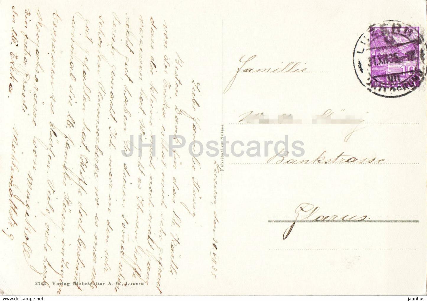 Luzern mit Wagenbadbrunnen - Lucerne - 3763 - 1935 - carte postale ancienne - Suisse - utilisé