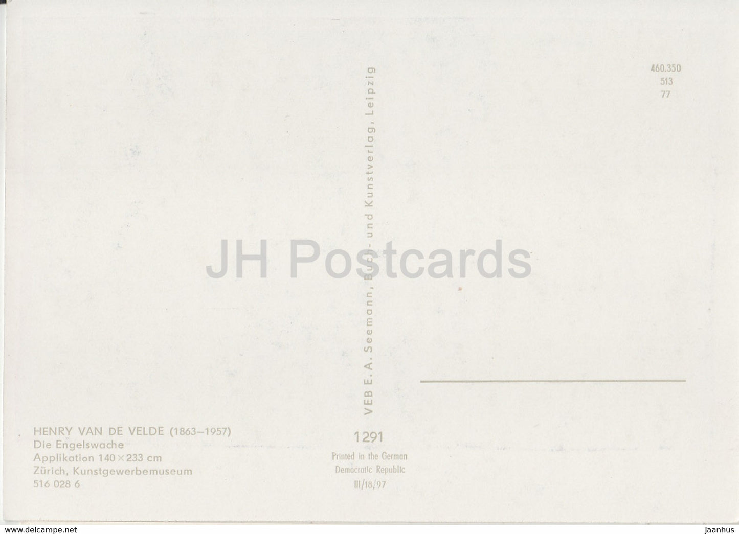 painting by Henry van de Velde - Die Engelswache - Belgian art - Germany DDR - unused