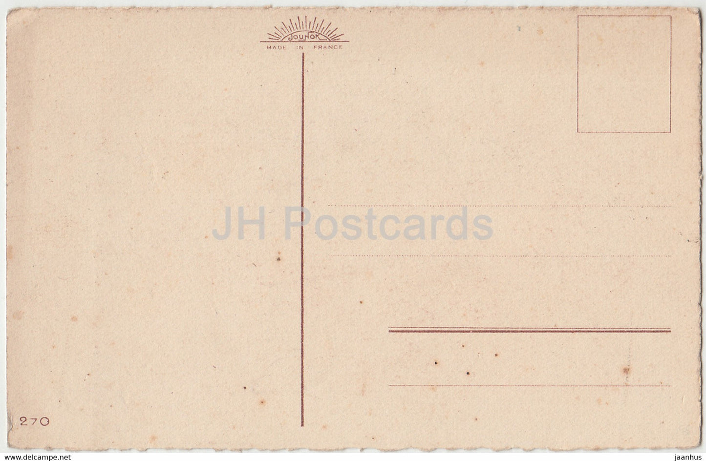 red rose in a basket - flowers - 270 - Jounok - illustration - old postcard - France - unused