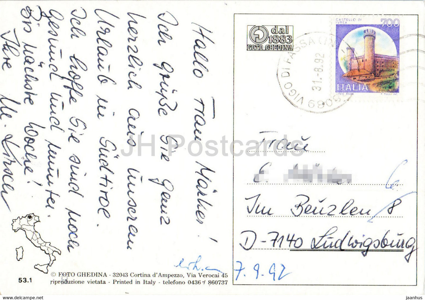 Vigo di Fassa 1400 m - cable car - multiview - 1992 - Italy - used