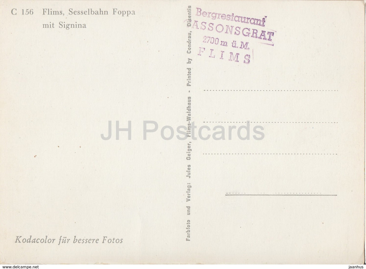 Flims - Sesselbahn Foppa mit Signina - cable car - Switzerland - unused