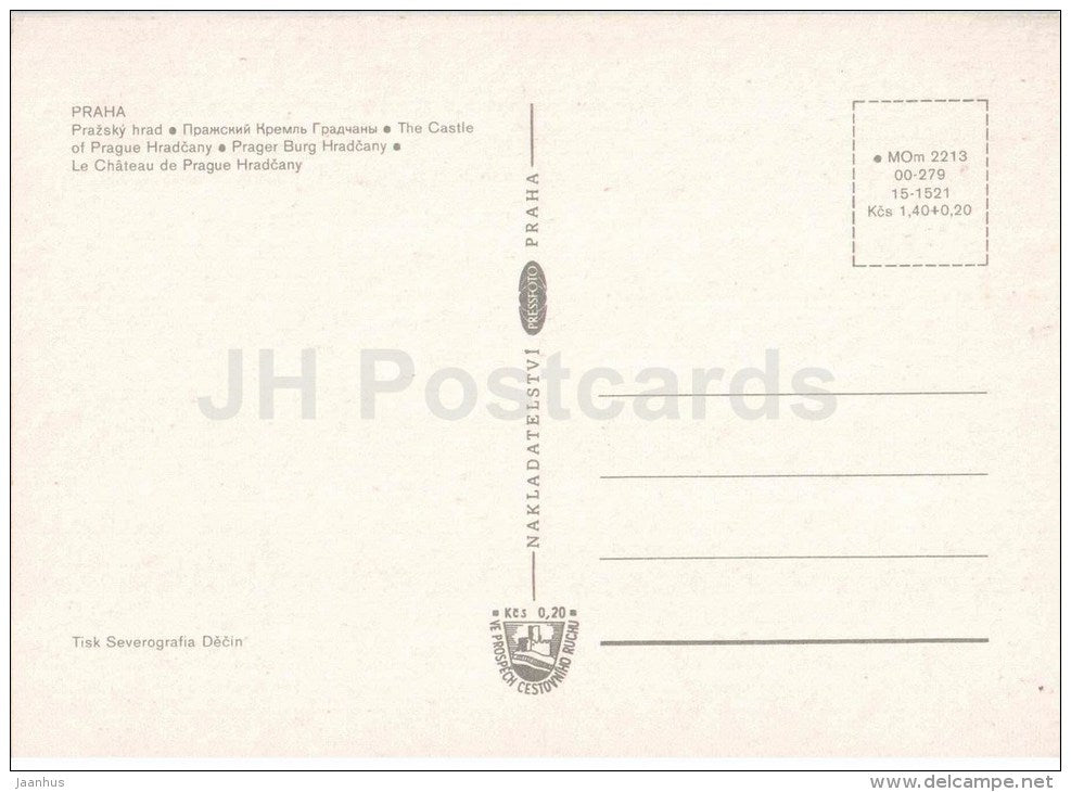 Prague - Praha - Prague Castle Hradcany - Czechoslovakia - Czech - unused - JH Postcards