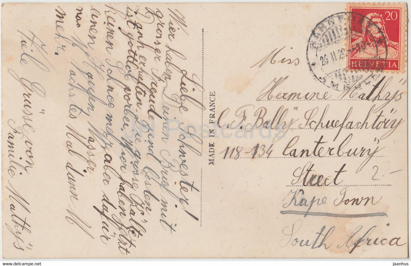 red rose - flowers - 3314 - old postcard - 1920s - France - used