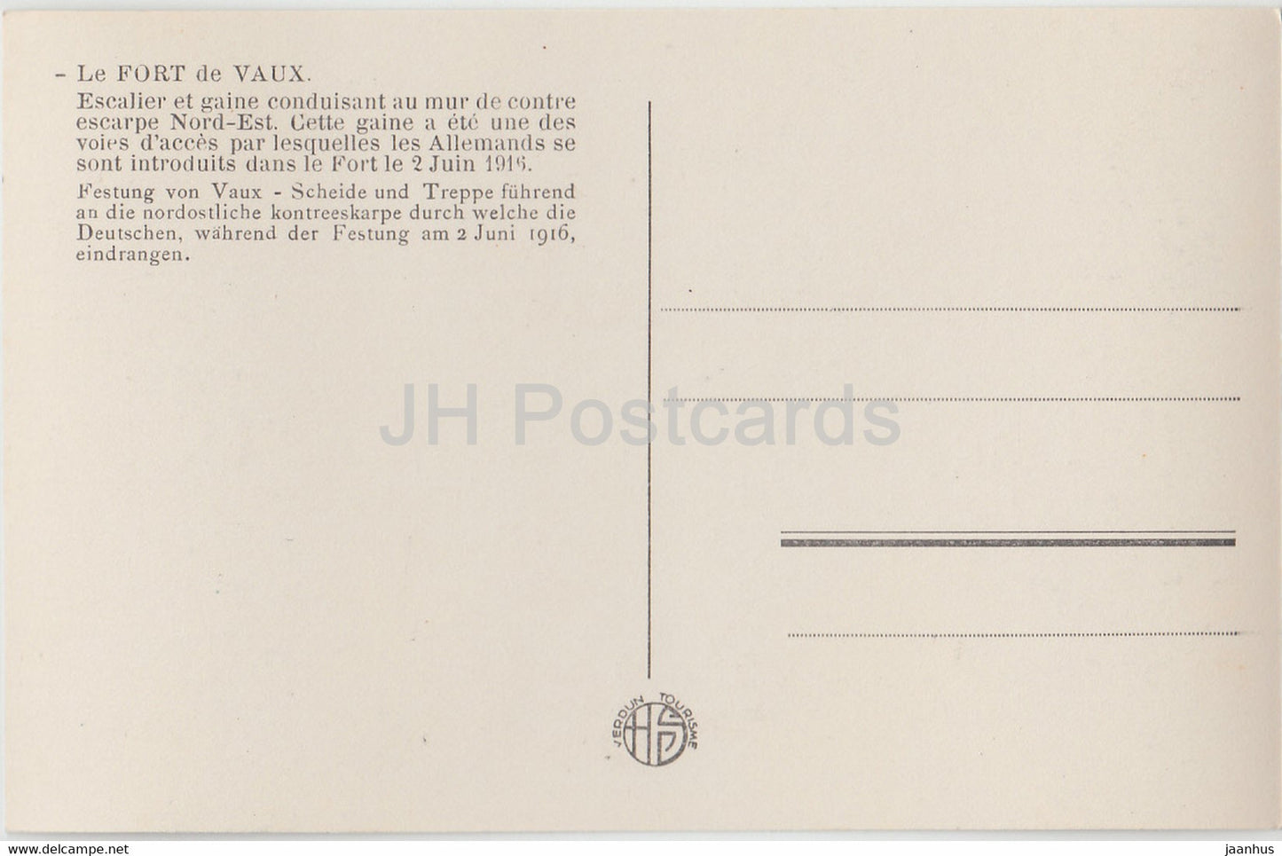 Le Fort de Vaux - Escalier et gaine conduisant au mur de contre escarpe Nord Est - WWI - old postcard - France - unused