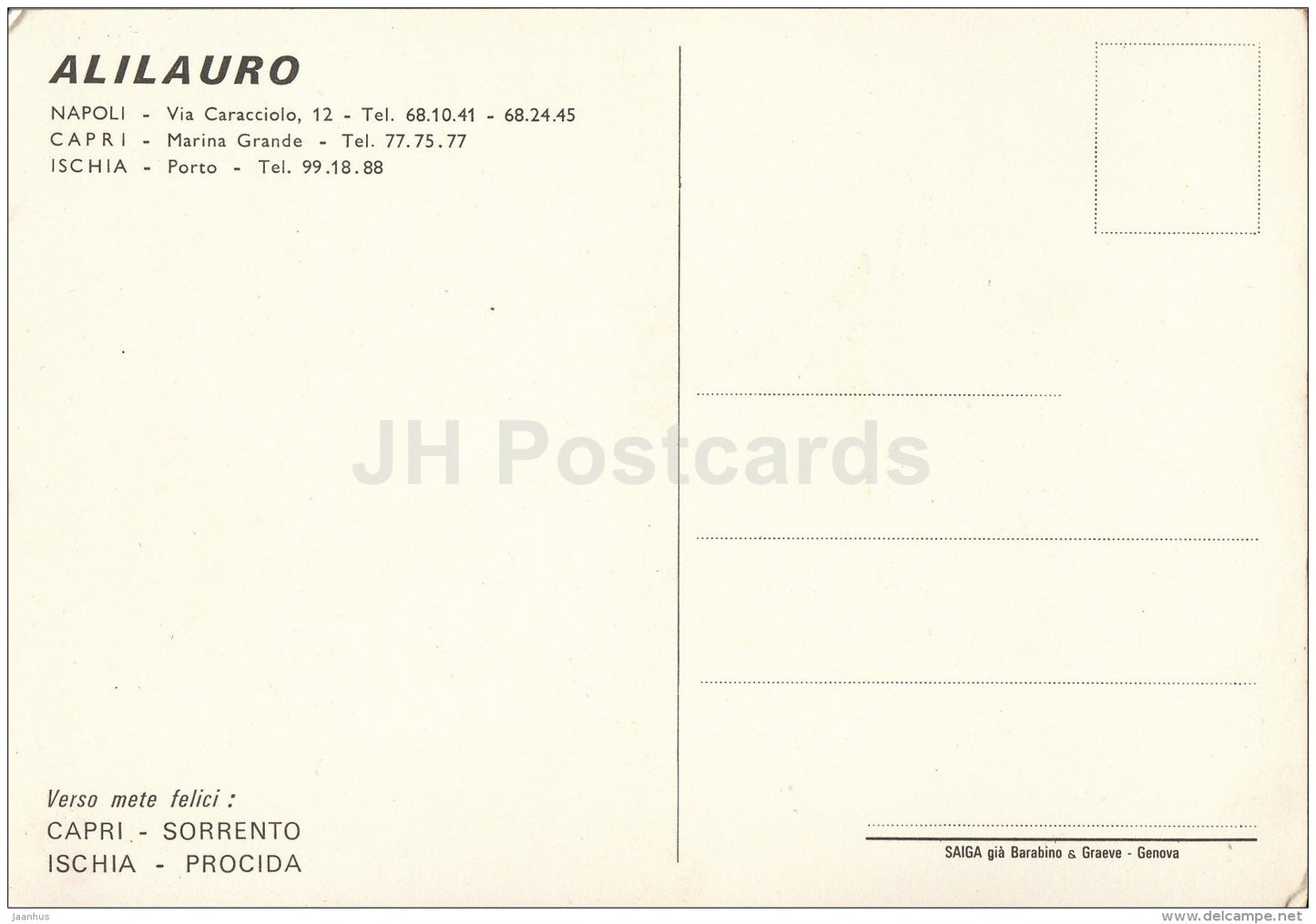 Viaggiate Alilauro - passenger boat - Capri - Napoli - Naples - Italy - Italia - unused - JH Postcards
