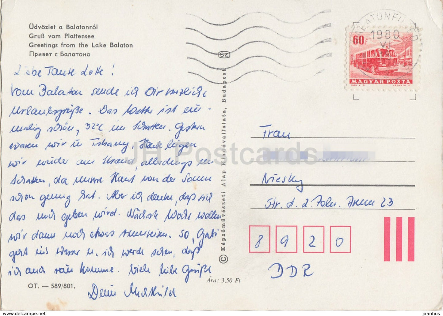 Salutations du lac Balaton - hôtel - église - multiview - 1980 - Hongrie - utilisé