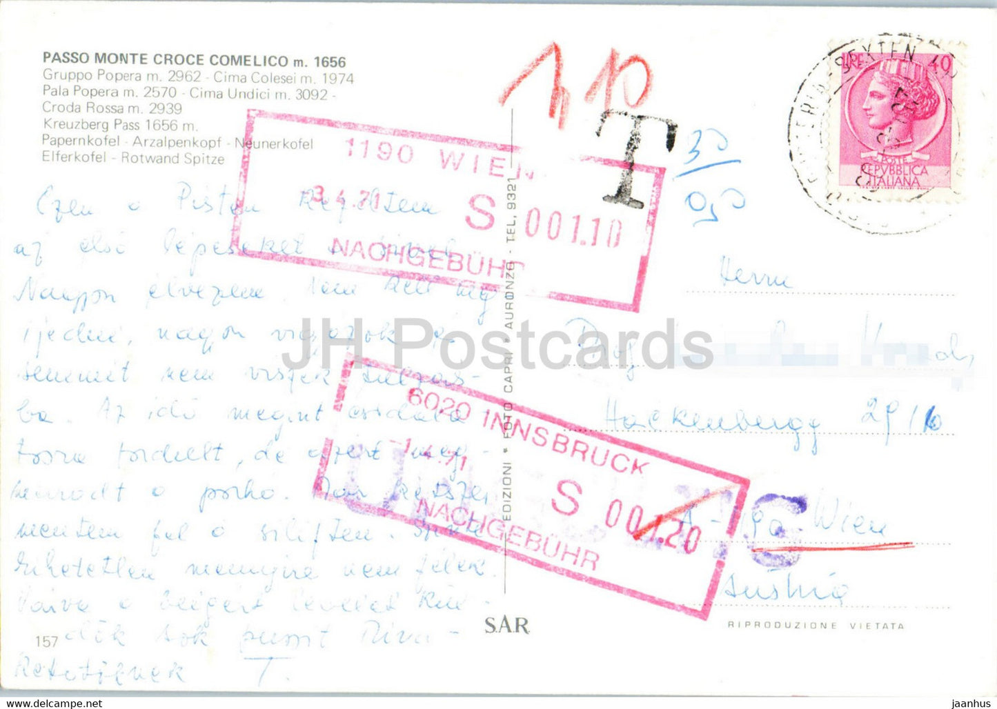 Passo Monte Croce Comelico - Gruppo Popera - Cima Colesei - Pala Popera - Cima Undici - 157 - Italy - used