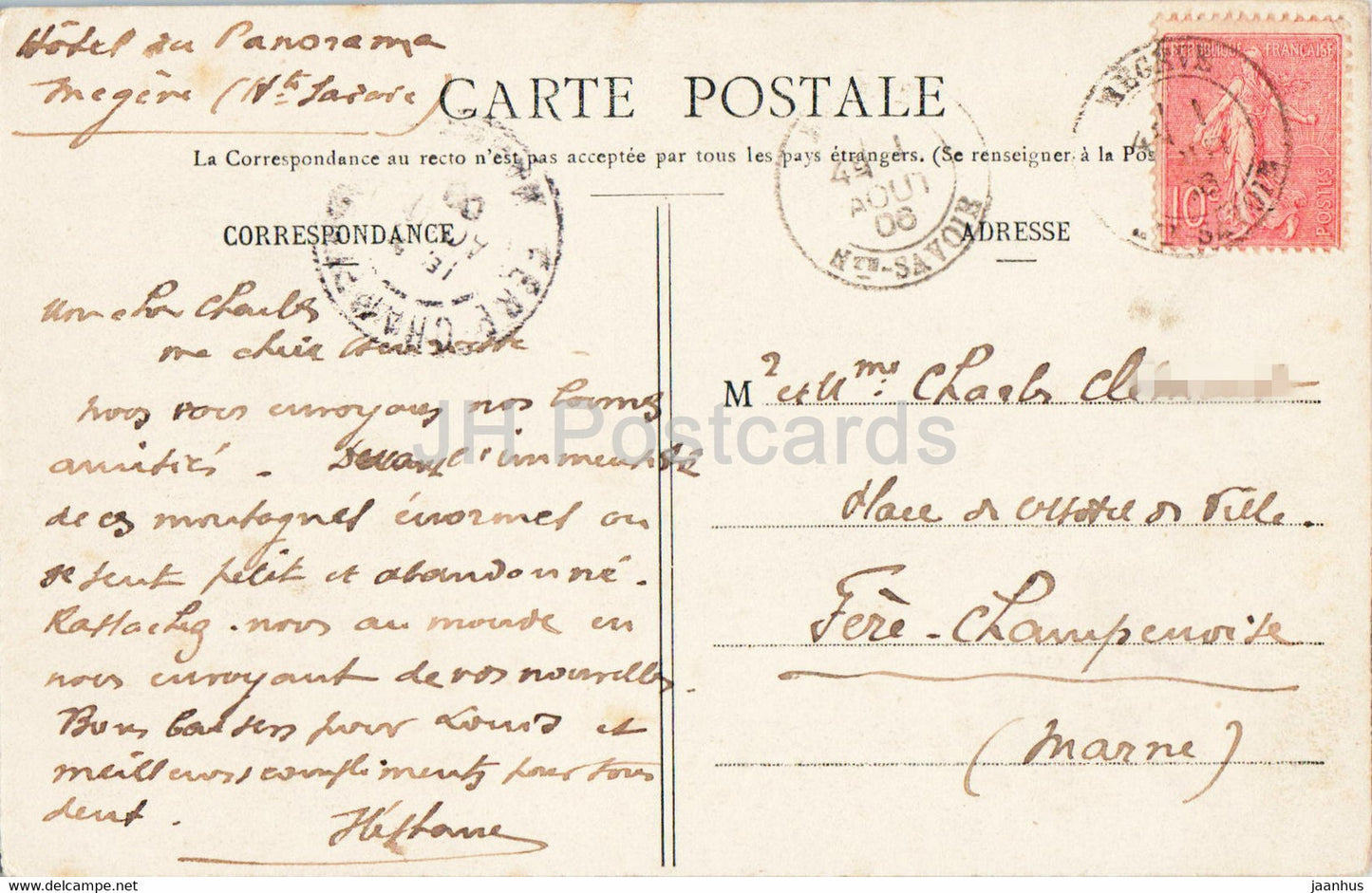 Megeve et Mont Blanc - 2 - old postcard - 1906 - France - used