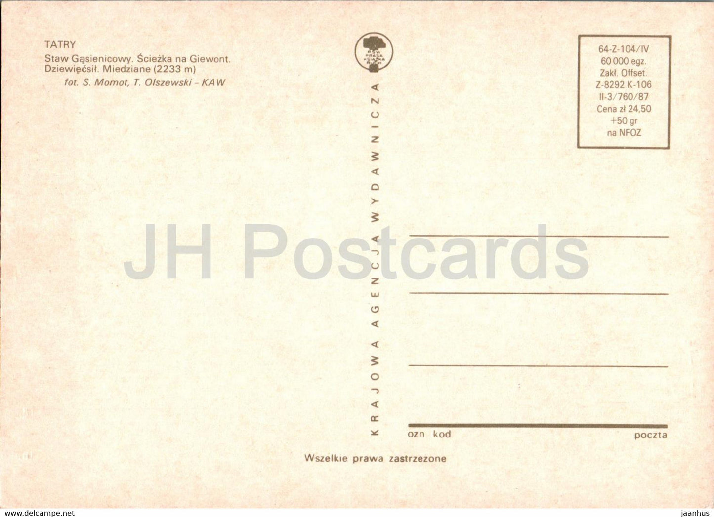 Tatry - Tatras - Staw Gasienicowy - Miedziane - multiview - Poland - unused