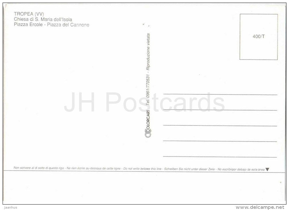 Saluti da Tropea - Vibo Valentia - Calabria - 400 - Italia - Italy - unused - JH Postcards