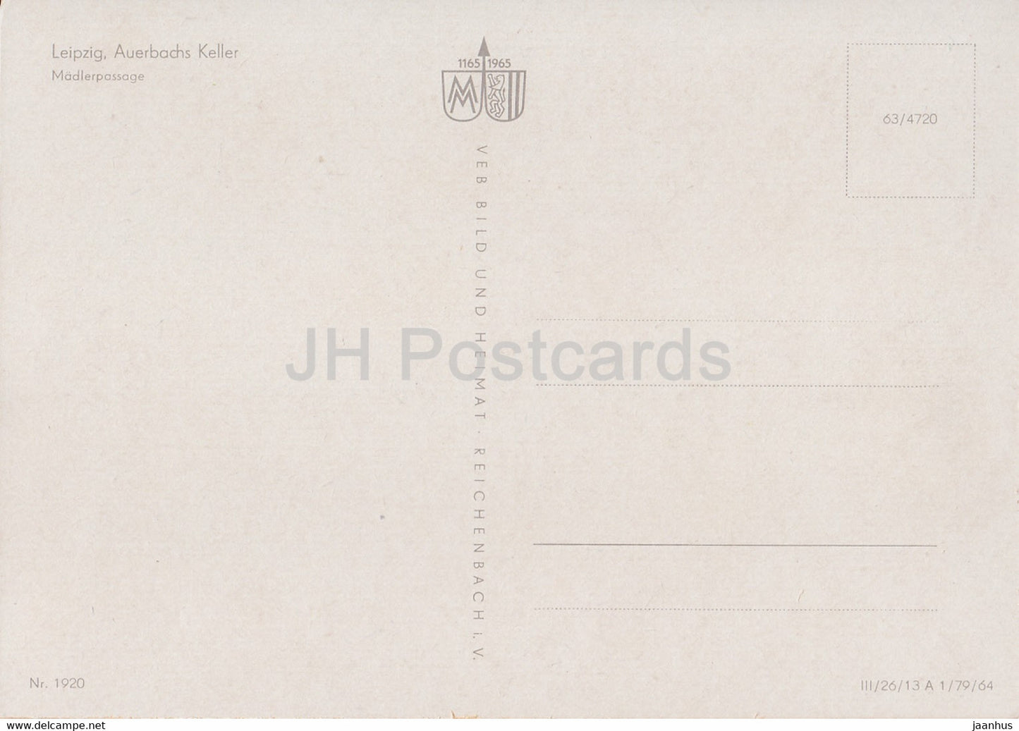 Leipzig - Auerbachs Keller - Euphorion - nude - naked - 1965 - DDR Germany - unused