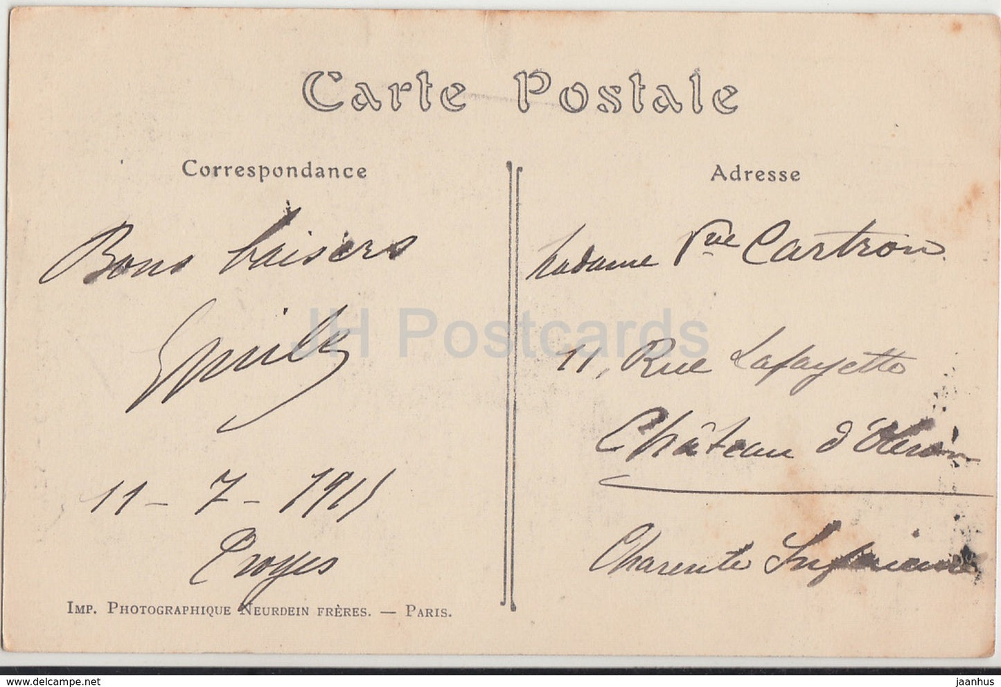 Troyes - Campanille de la Cathedrale - cathedral - 153 - 1911 - old postcard - France - used