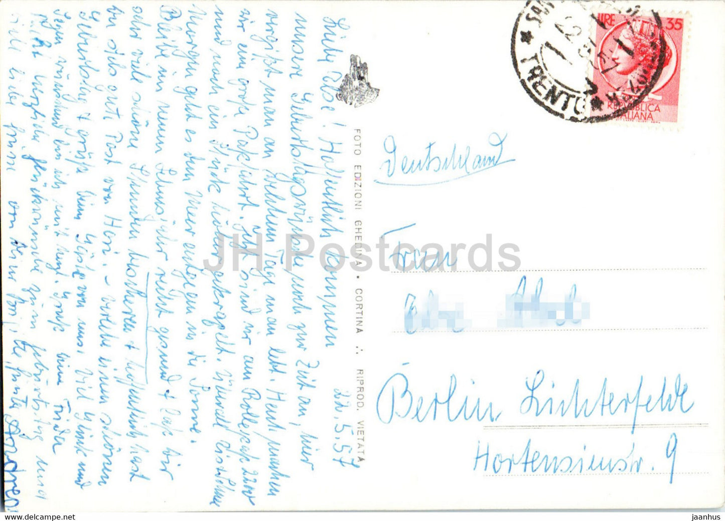 Val di Fassa - Palua di Moena 1209 - Dirupi di Larsec - old postcard - 1957 - Italy - used