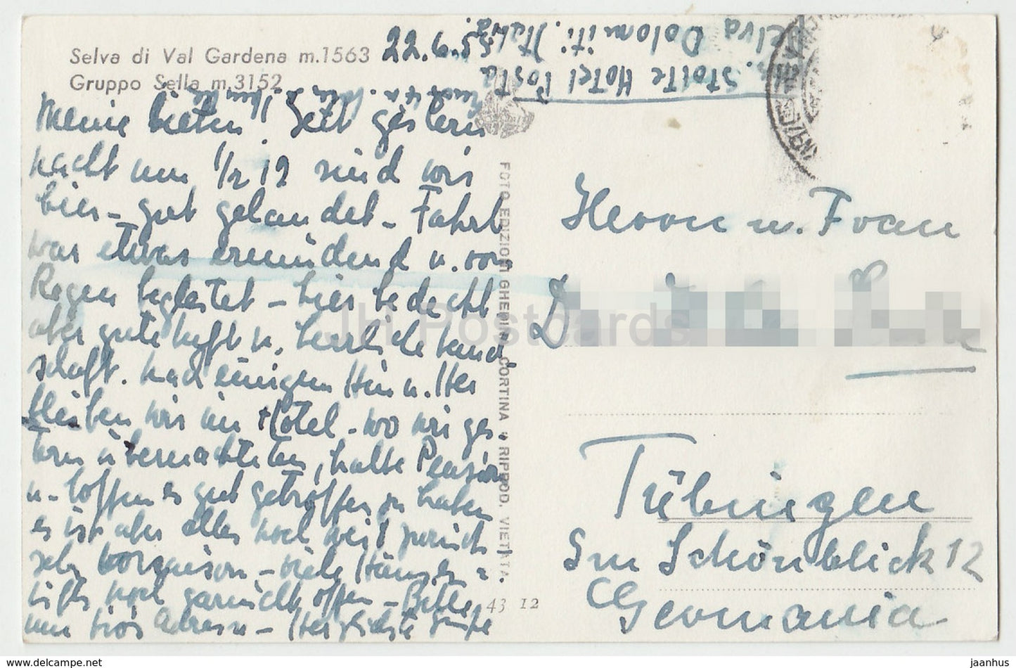 Selva di Val Gardena 1563 m - Gruppo Sella 3152 m - Italy - 1959 - used