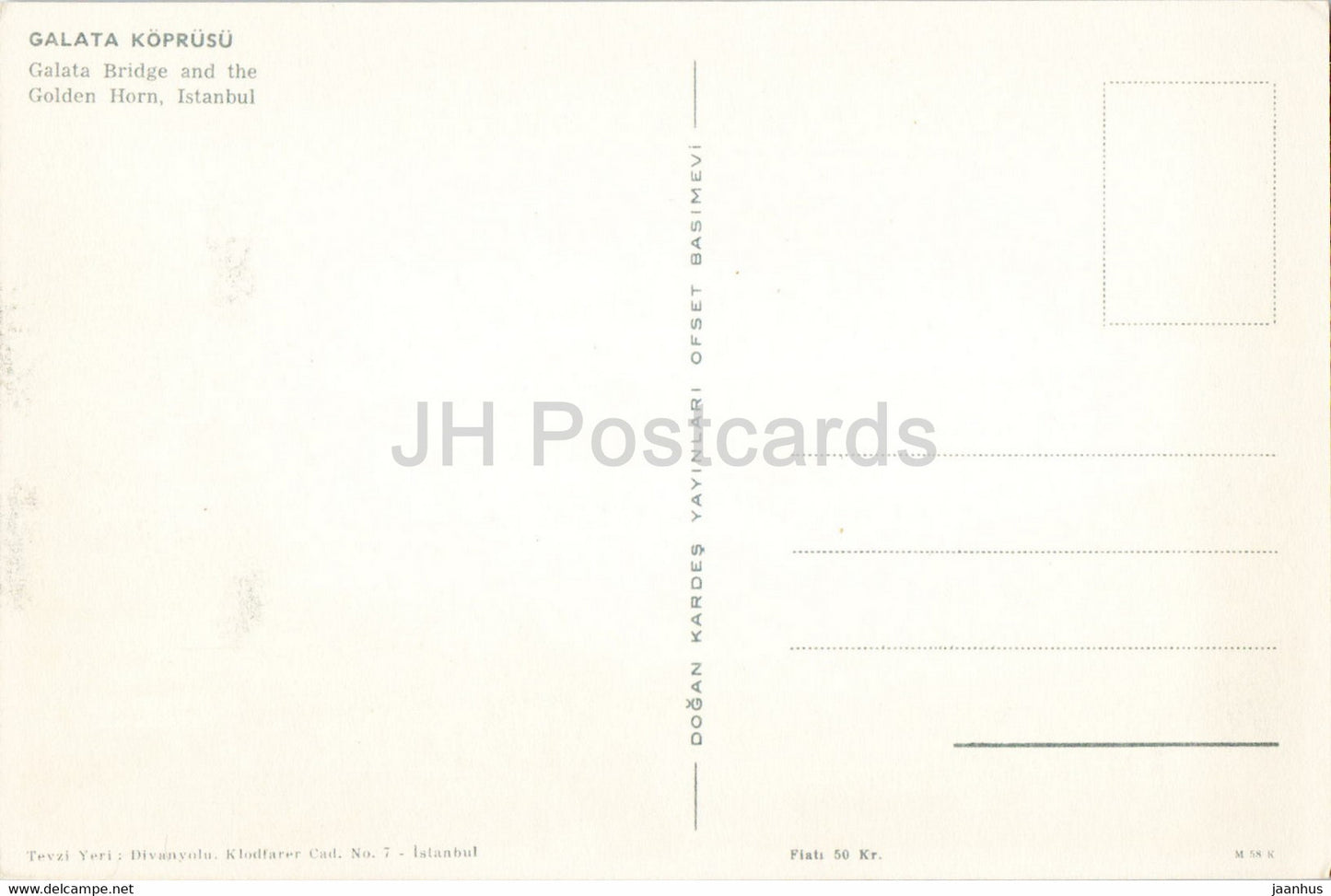 Istanbul - Galata Bridge and the Golden Horn - tram - old postcard - Turkey - unused