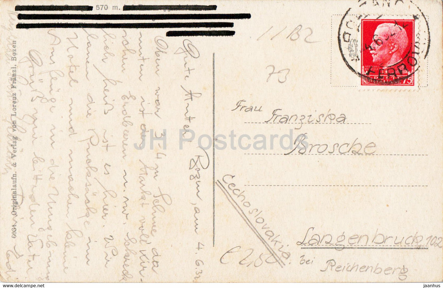 Bolzano - panorama - 6034 - old postcard - 1932 - Italy - used