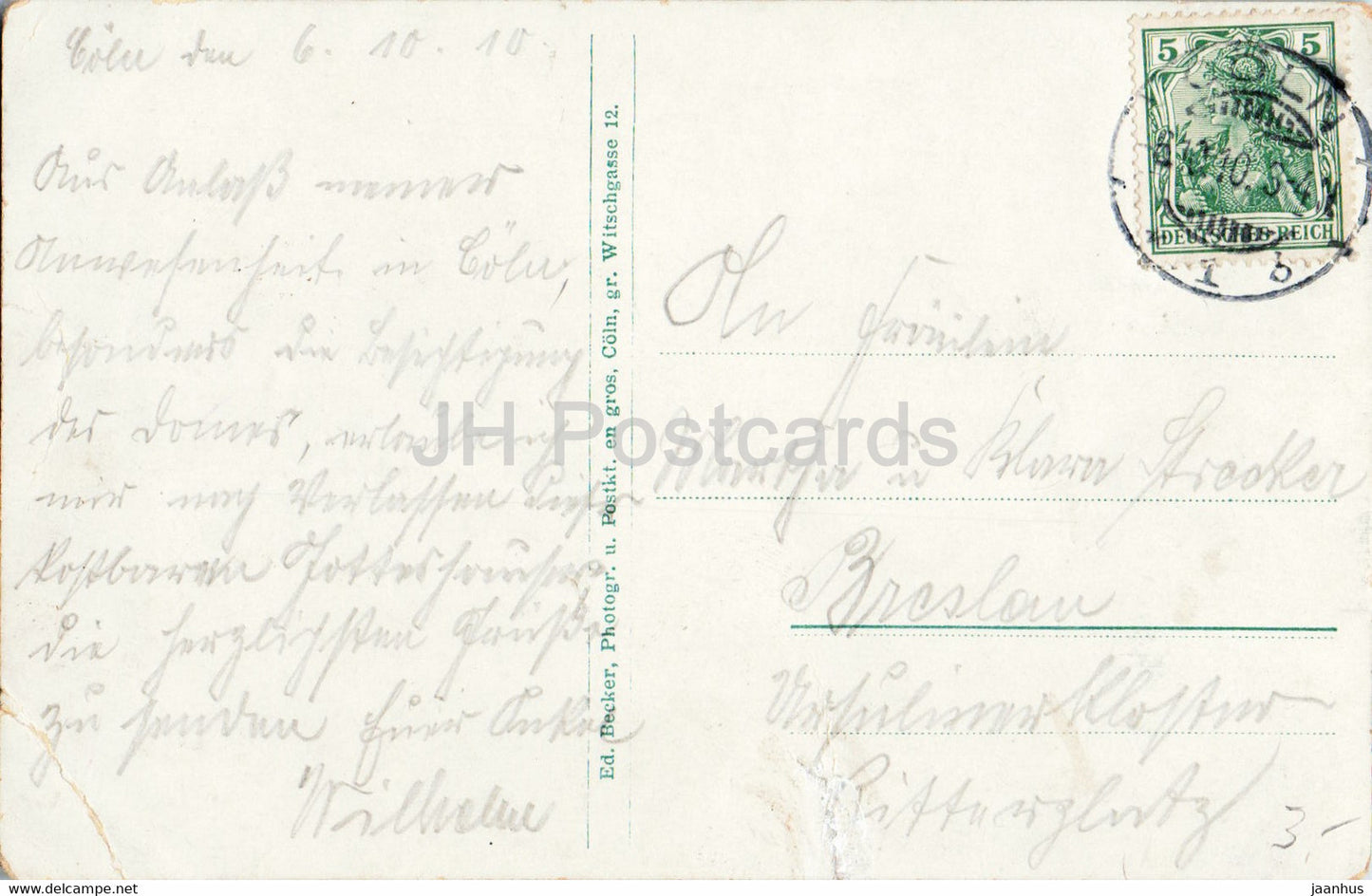 Koln - Cologne - Dom - Sudseite - cathedral - old postcard - 1910 - Germany - used