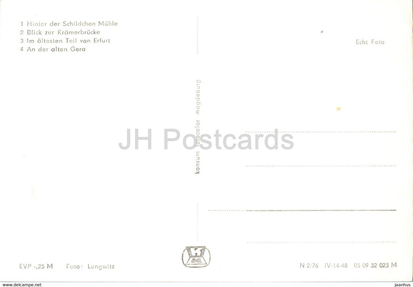 Alt Erfurt - Schlidchen Mühle - Kramerbrücke - Gera - Deutschland DDR - unbenutzt
