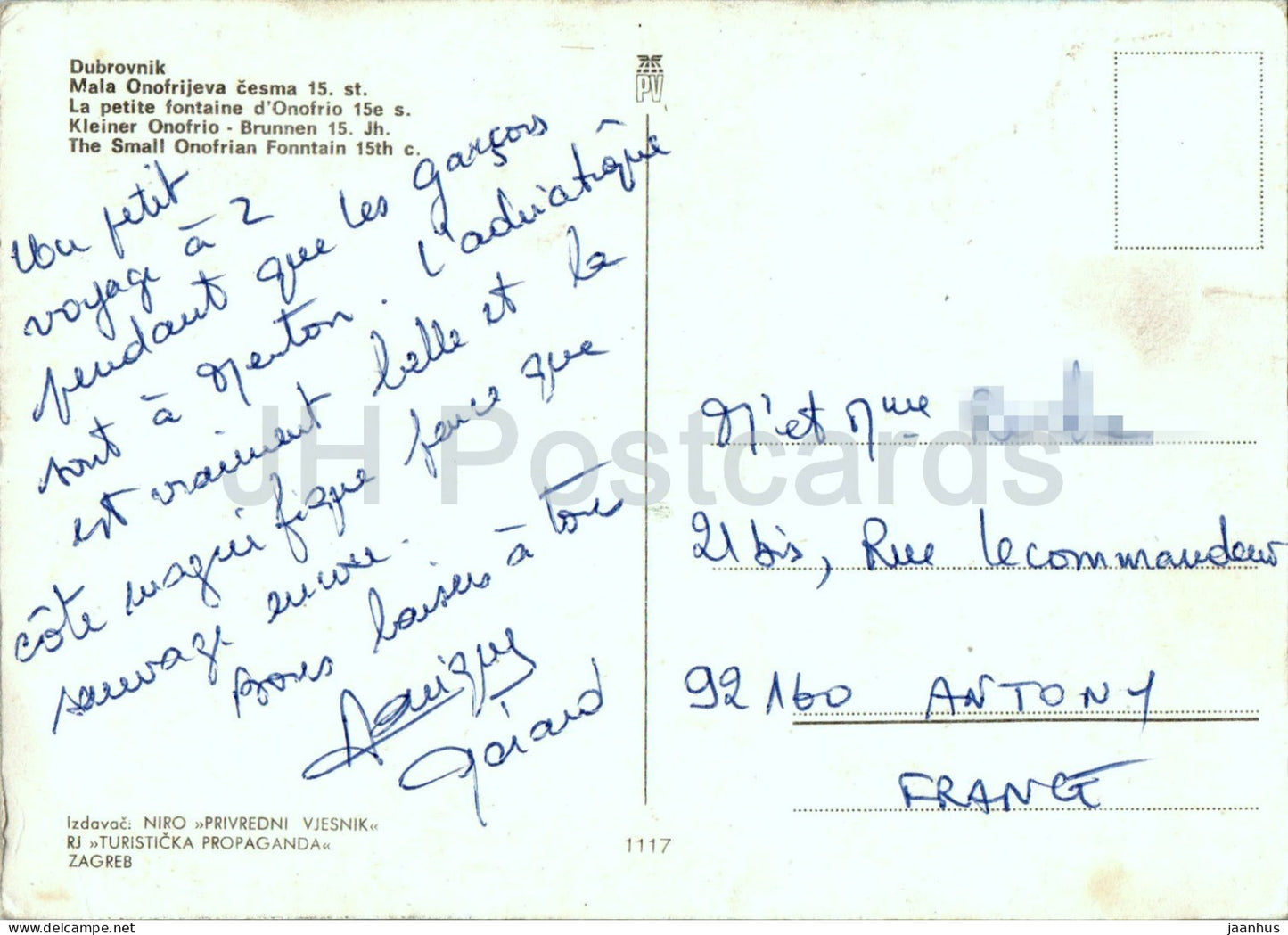 Dubrovnik - La petite fontaine d'Onofrian - 1117 - Yougoslavie - Croatie - occasion