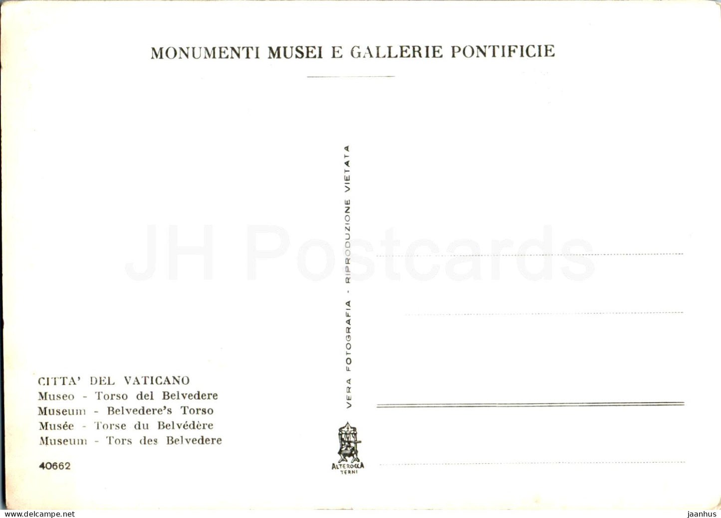 Citta del Vaticano - Museo - Torso del Belvedere - musée - sculpture - 40662 - Italie - Vatican - inutilisé