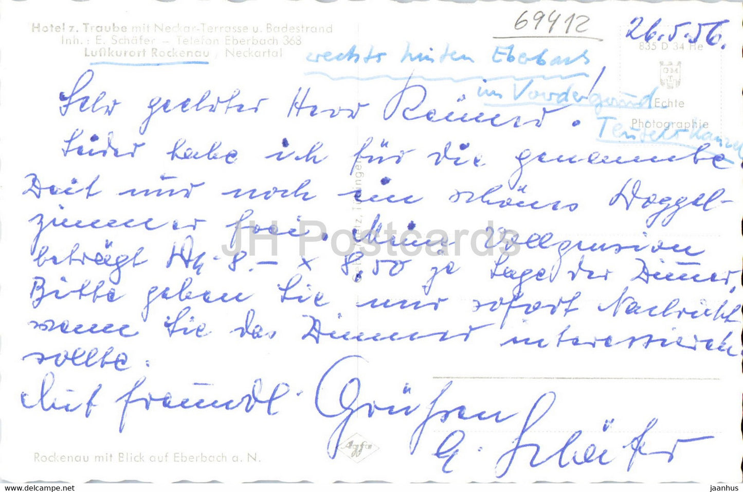 Luftkurort Rockenau - alte Postkarte - 1956 - Deutschland - gebraucht