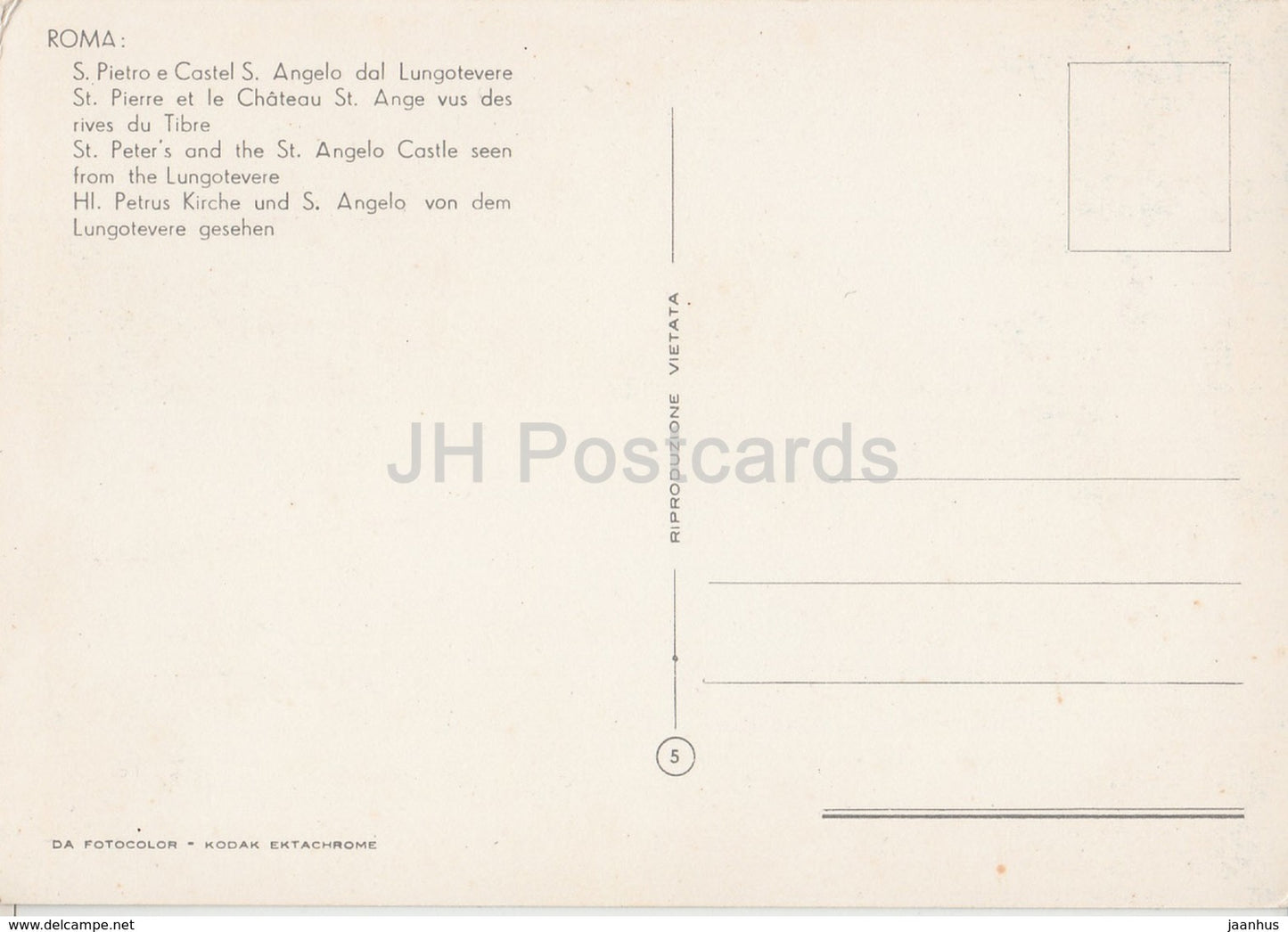 Roma - Rome - S. Pietro e Castel S. Angelo dal Lungotevere - Saint-Pierre et le château Saint-Ange - Italie - inutilisé
