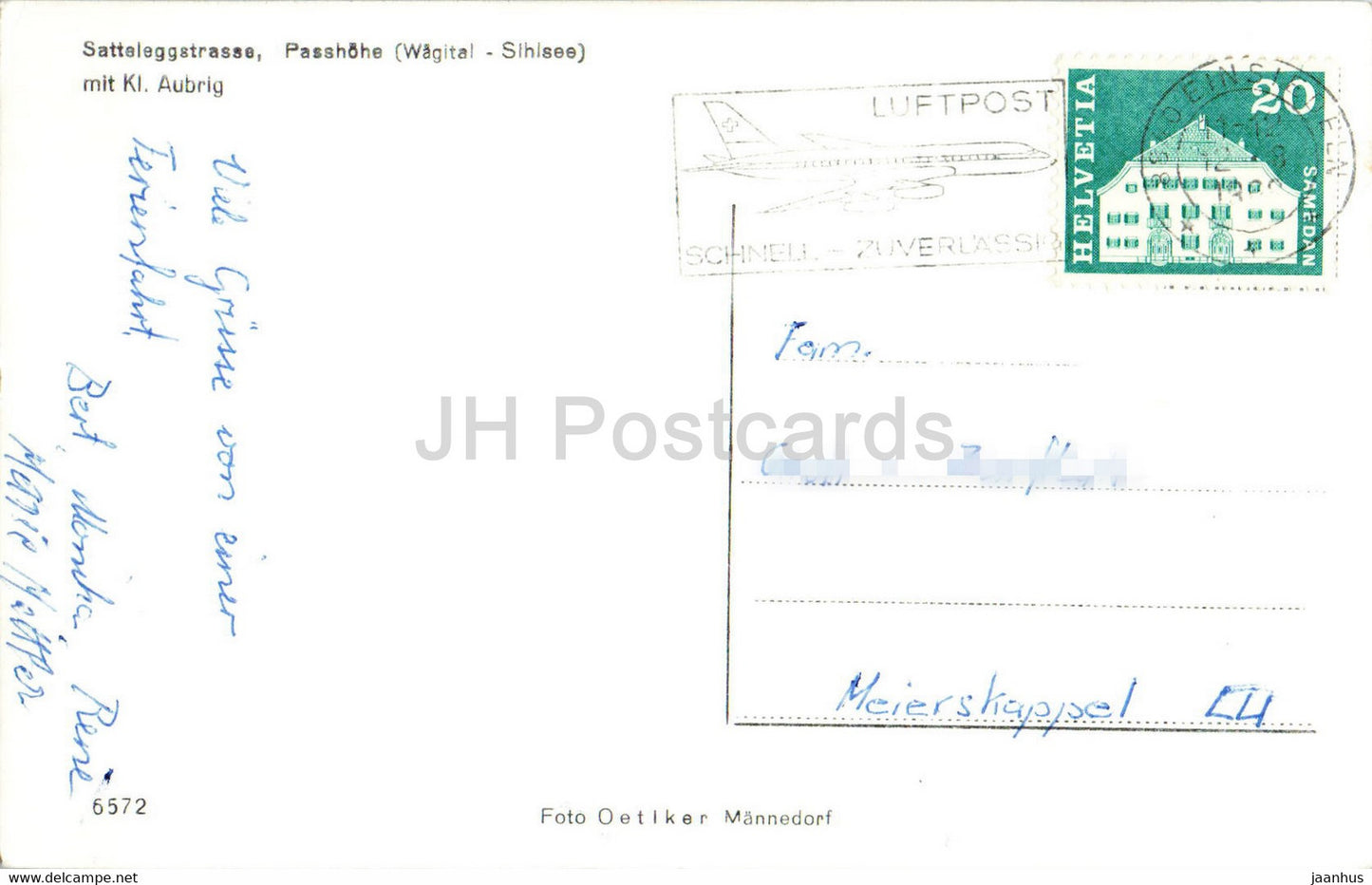 Satteleggstrasse - Passhohe Wagital Sihisee mit Kl Aubrig - 6572 - Switzerland - used