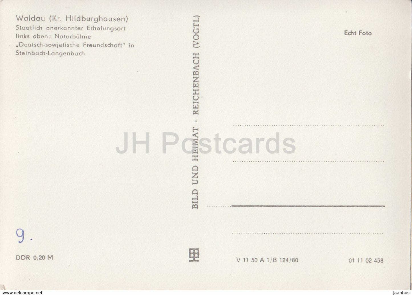 Waldau - Thur - Naturbuhne - Deutsch Sowjetische Freundschaft à Steinbach Langenbach - Allemagne DDR - inutilisé