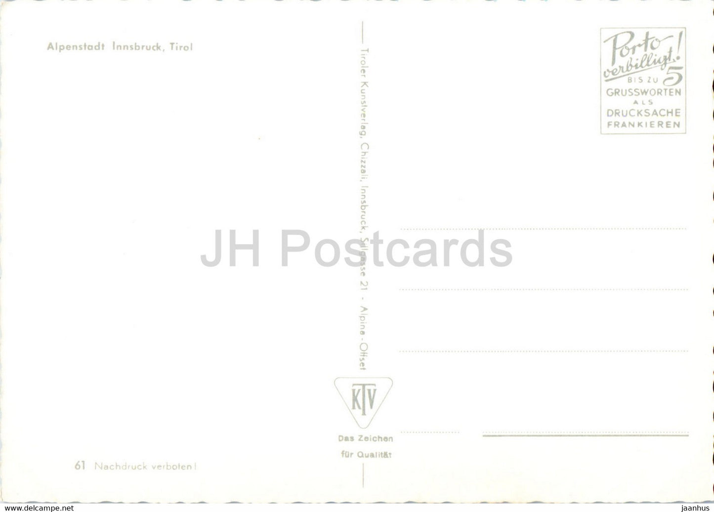 Alpenstadt Innsbruck - Tirol - Österreich - unbenutzt
