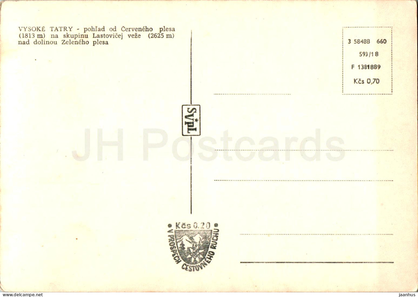Vysoke Tatry - pohlad od Cerveneho plesa - High Tatras - mountains - Slovakia - Czechoslovakia - unused