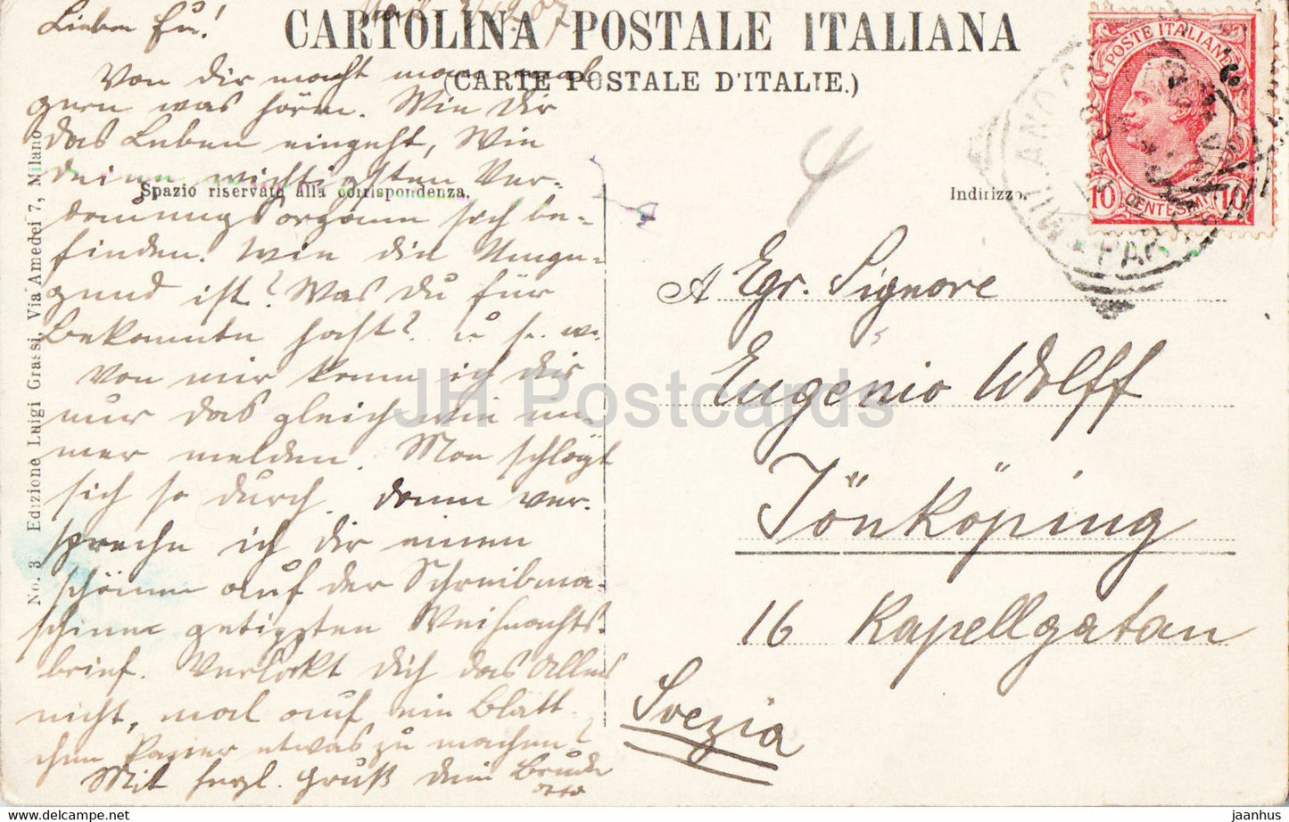 Milano - Milan - Castello Sforzesco e Torre Umberto I - castle - 3 - old postcard - 1907 - Italy - used