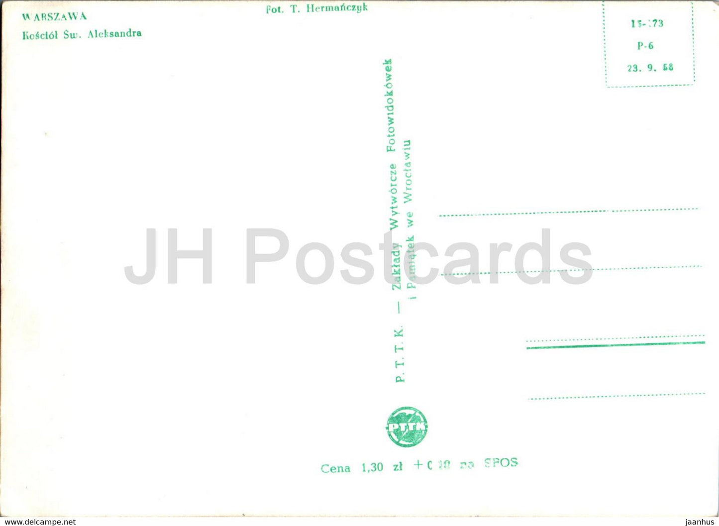 Warsaw - Warszawa - Kosciol Sw Aleksandra - Church of St. Alexander - old postcard - Poland - unused