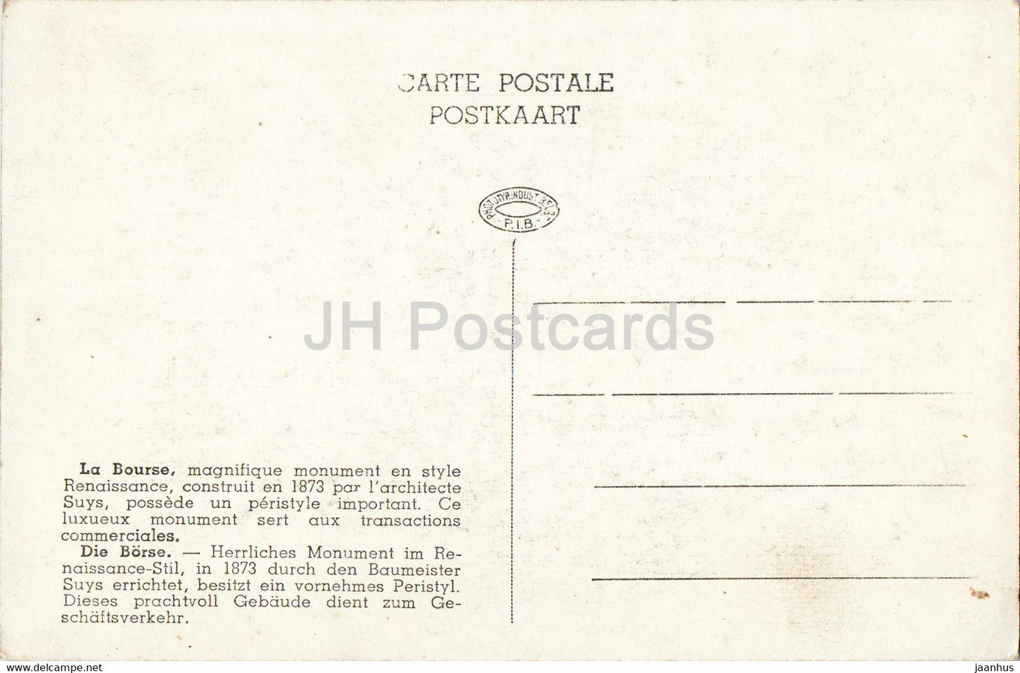 Bruxelles - Brussels - La Bourse - Die Borse - old postcard - Belgium - unused