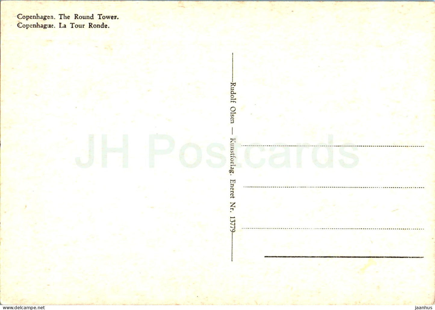 Copenhague - Kobenhavn - La Tour Ronde - Runde Tarn - 13779 - carte postale ancienne - Danemark - inutilisé