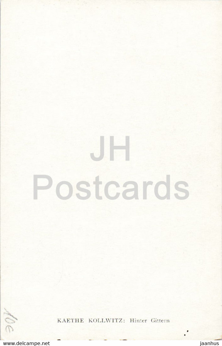 painting by Kathe Kollwitz - Hinter Gittern - Behind Bars - German art - Germany - unused