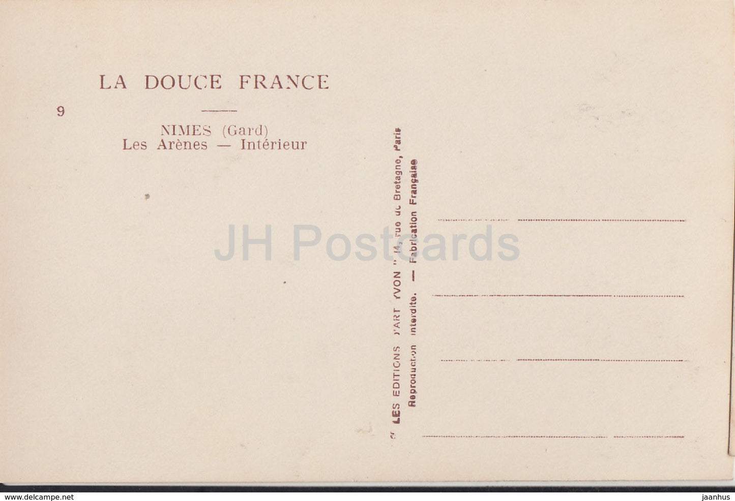 Nimes - Les Arenes - Interieur - La Douce France - Ancient World - 9 - old postcard - France - unused