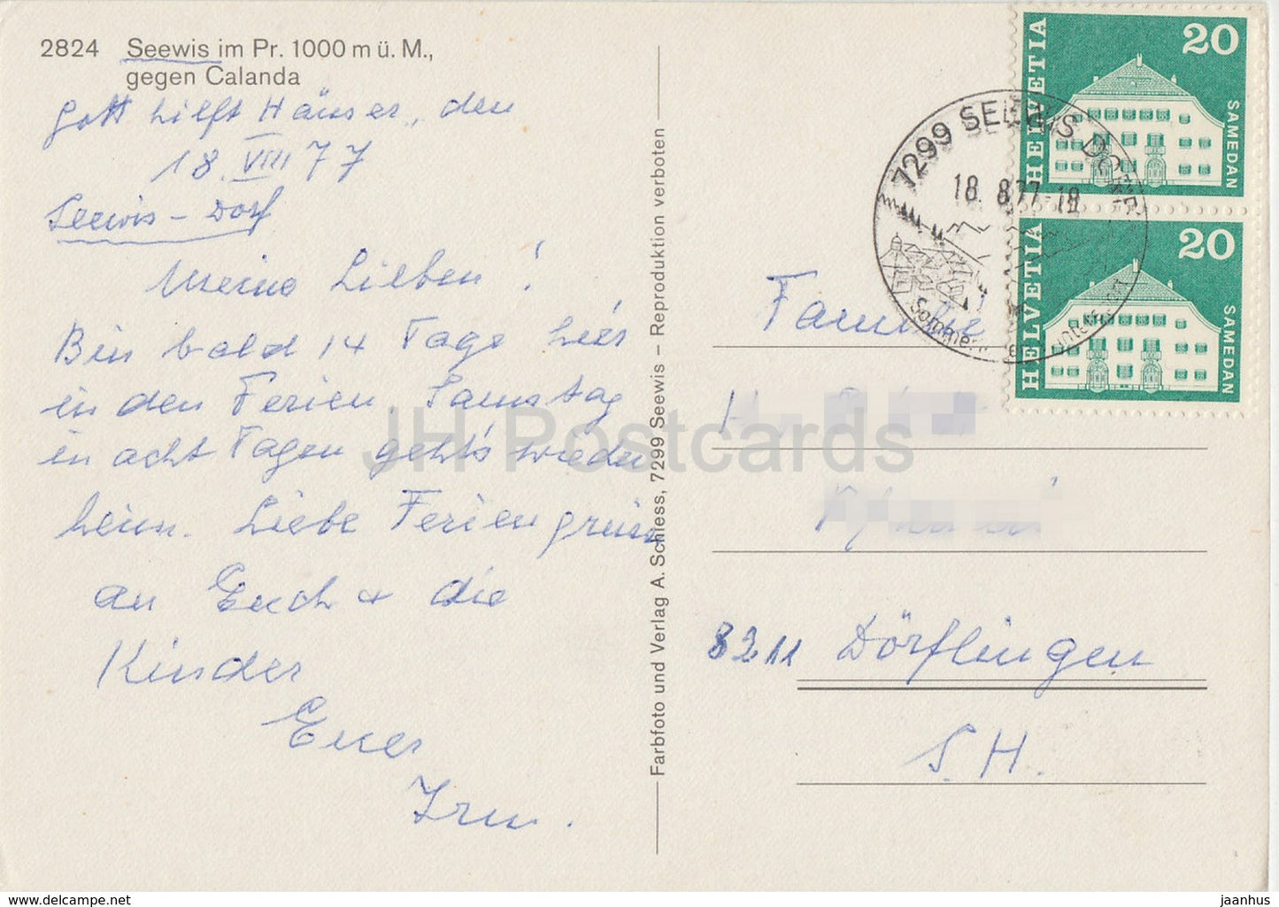 Seewis im Pratigau 1000 m - Calanda - 1977 - Suisse - occasion