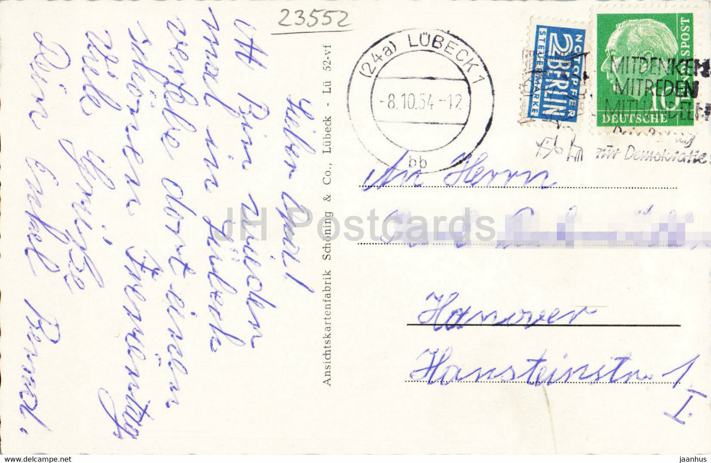 Lubeck - Blick vom Petrikirchturm auf das Holstentor - old postcard - 1954 - Germany - used