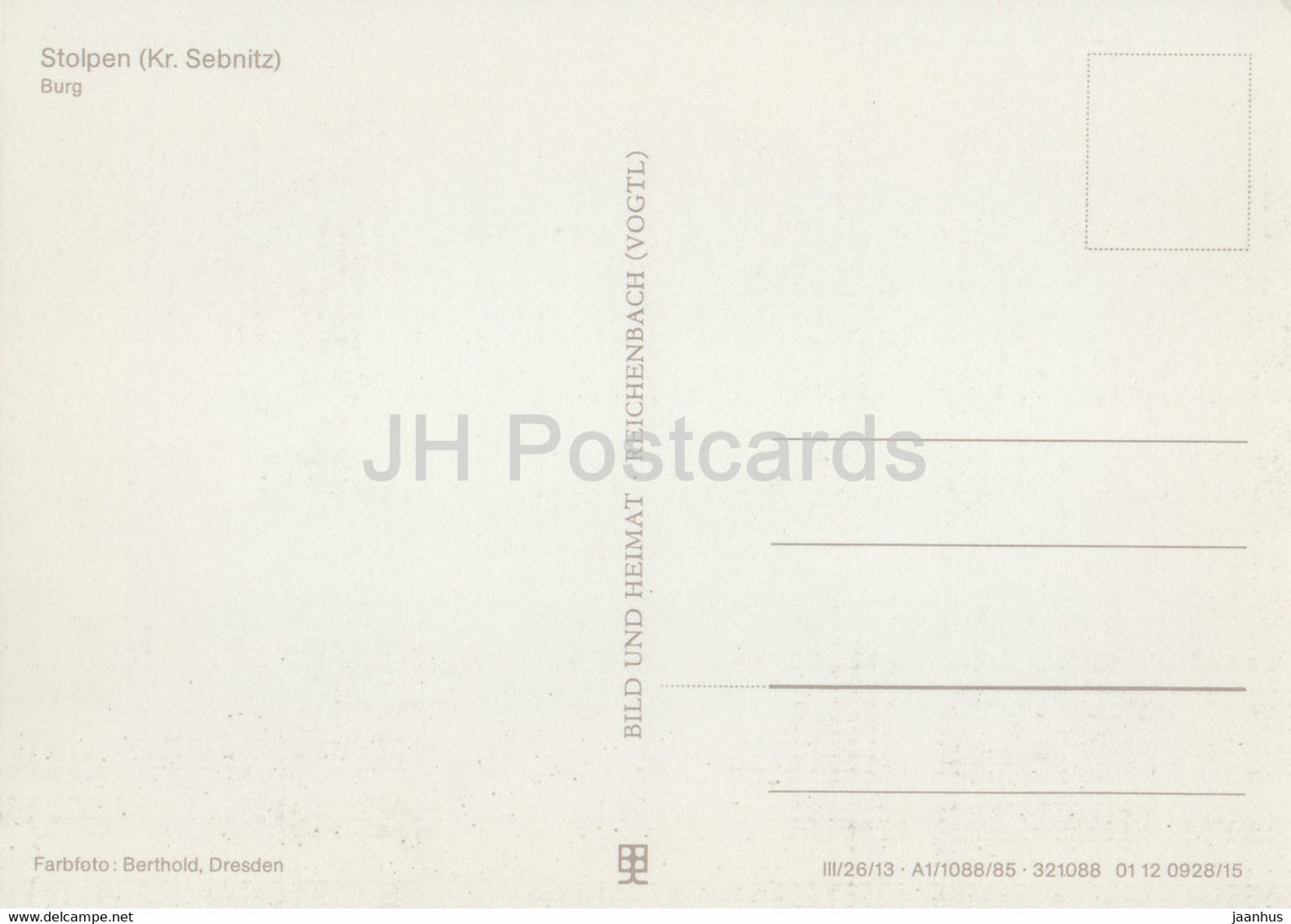 Stolpen - Kr. Sebnitz - Burgen und Schlosser der Sachsischen Raum - Castles of Saxony - DDR Germany - unused