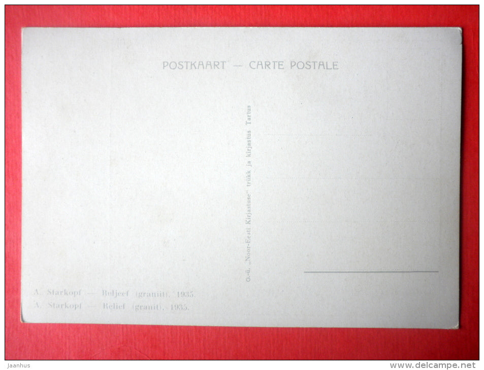 bas-relief by Anton Starkopf . Relief , 1935 - old postcard - estonian art - unused - JH Postcards