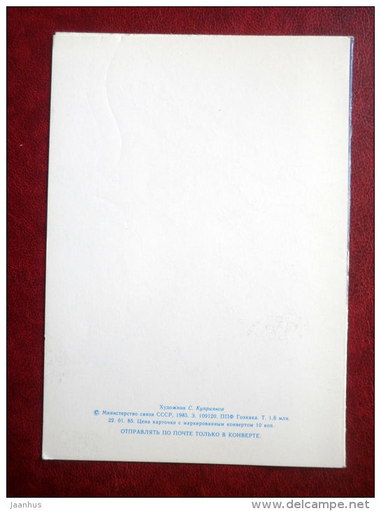 New Year greeting card - by S. Kupriyanov - winter view - 1985 - Russia USSR - used - JH Postcards