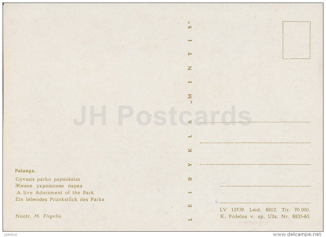 a live adornment of the park - swan - Palanga - Lithuania USSR - unused - JH Postcards