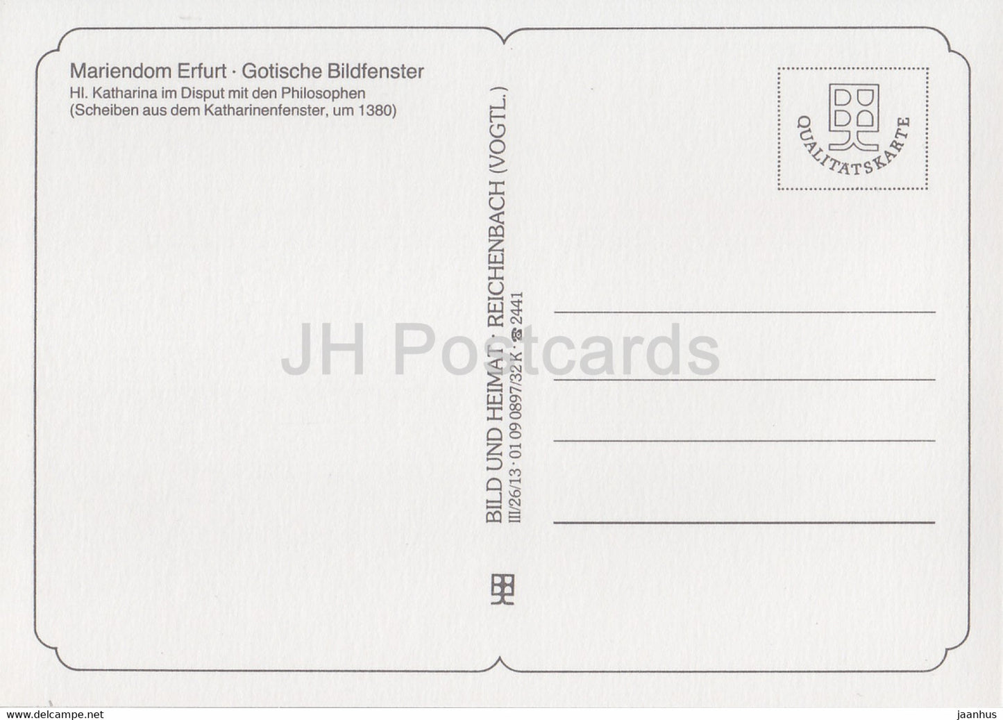 Hl. Katharina im Disput mit den Philosophen - Mariendom Erfurt - Gotische Bildfenster - cathedral - DDR Germany - unused